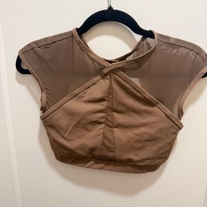 Brown Sheer Mesh Women's Contemporary Top